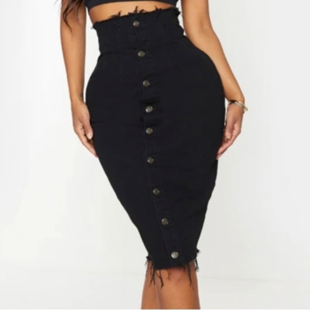 Button Front Midi Skirt - Picture 3 of 3